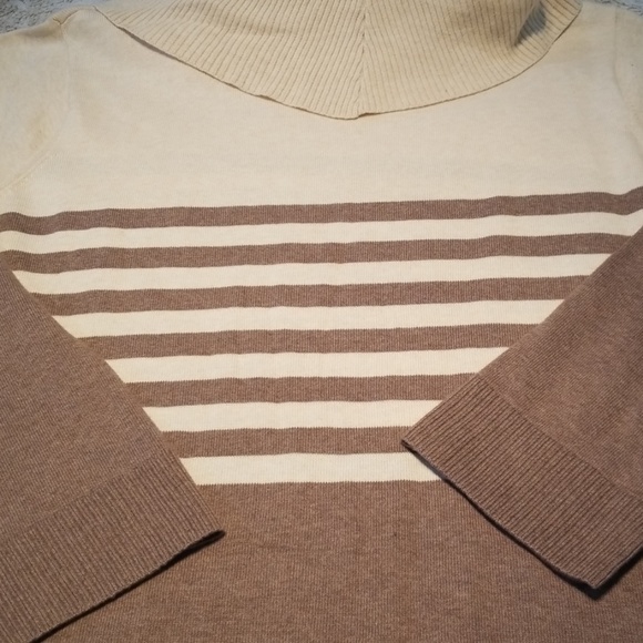 Jeanne Pierre Tan and Cream Cowl Neck Sweater - Picture 6 of 6